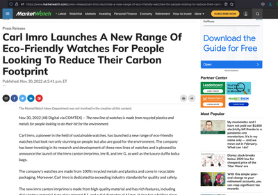 MarketWatch's article on our carbon footprint.