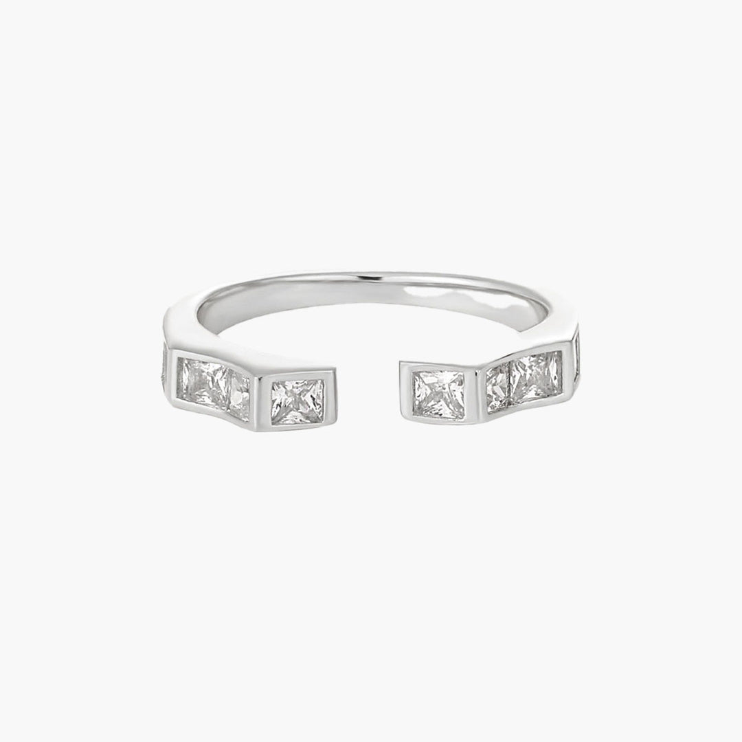 Carl Imro CRLi Geometry CZ Square 925 Sterling Silver Adjustable Ring