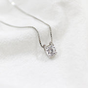 CRLi Four Claw Round CZ 925 Sterling Silver Necklace