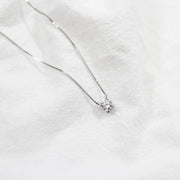 CRLi Four Claw Round CZ 925 Sterling Silver Necklace
