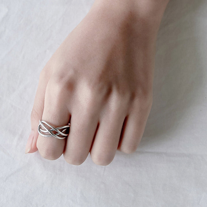 CRLi Carl Imro Vintage Lines Cross Twisted 925 Sterling Silver Adjustable Ring