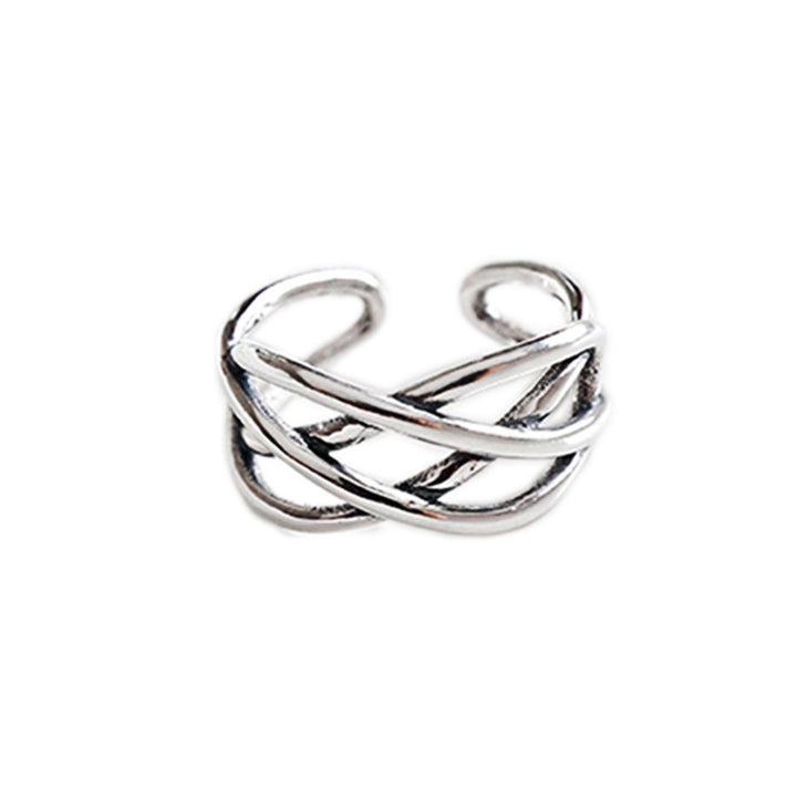 CRLi Carl Imro Vintage Lines Cross Twisted 925 Sterling Silver Adjustable Ring