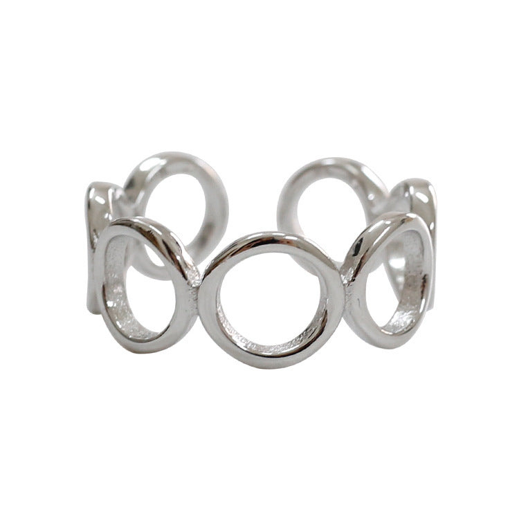 CRLi Carl Imro  Hollow Circles Geometry 925 Sterling Silver Adjustable Ring
