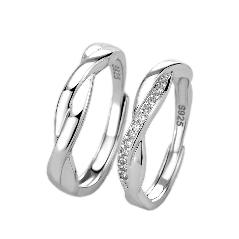 CRLi Carl Imro CZ Mobius Twisted 925 Sterling Silver Adjustable Ring