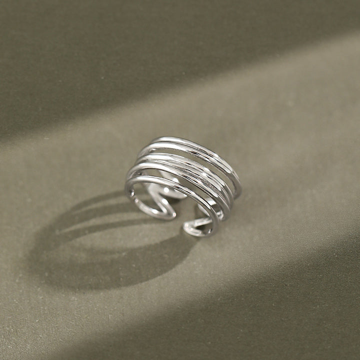 CRLi Carl Imro Multi Layers Cross 925 Sterling Silver Adjustable Ring