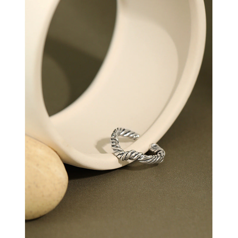 CRLi Carl Imro Vintage Twisted V Wave 925 Sterling Silver Adjustable Ring
