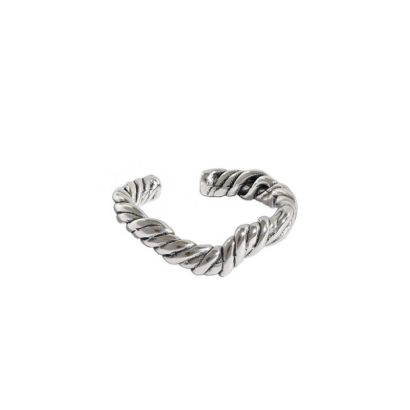 CRLi Carl Imro Vintage Twisted V Wave 925 Sterling Silver Adjustable Ring