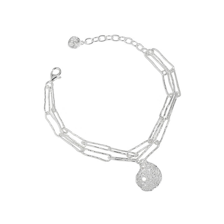 CRLi Carl Imro Office Double Layers Hollow Chain Lotus Leaf 925 Sterling Silver Bracelet