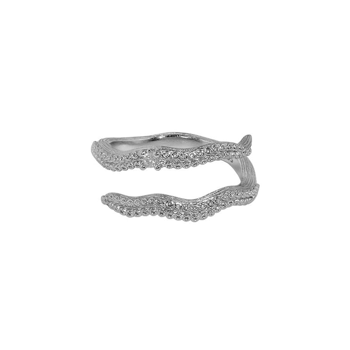 CRLi Carl Imro Modern Doule Layers Squid 925 Sterling Silver Adjustable Ring