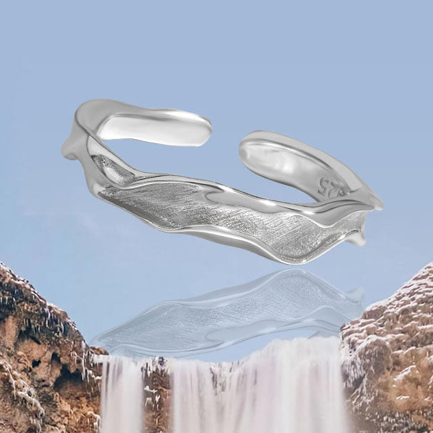 Carl Imro Casual Irregular Wave River 925 Sterling Silver Adjustable Ring