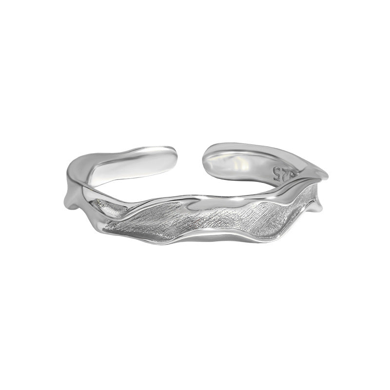 Carl Imro Casual Irregular Wave River 925 Sterling Silver Adjustable Ring