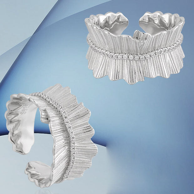 Carl Imro Women CZ Skirt 925 Sterling Silver Adjustable Ring