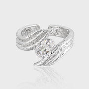 CRLi CZ Hand Embrace Peace 925 Sterling Silver Adjustable Ring