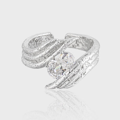 CRLi CZ Hand Embrace Peace 925 Sterling Silver Adjustable Ring