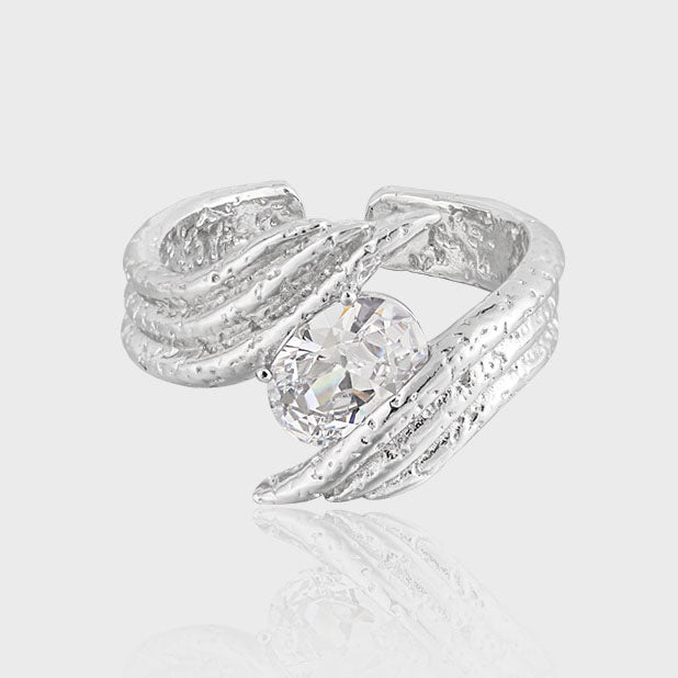 CRLi CZ Hand Embrace Peace 925 Sterling Silver Adjustable Ring