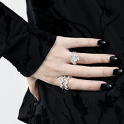 CRLi CZ Hand Embrace Peace 925 Sterling Silver Adjustable Ring