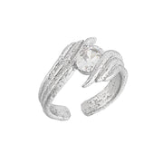 CRLi CZ Hand Embrace Peace 925 Sterling Silver Adjustable Ring