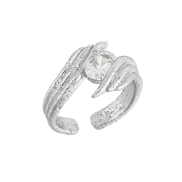 CRLi CZ Hand Embrace Peace 925 Sterling Silver Adjustable Ring