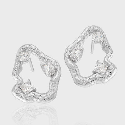CRLi CZ Cloud 925 Sterling Silver Stud Earrings