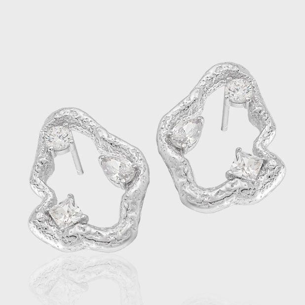CRLi CZ Cloud 925 Sterling Silver Stud Earrings