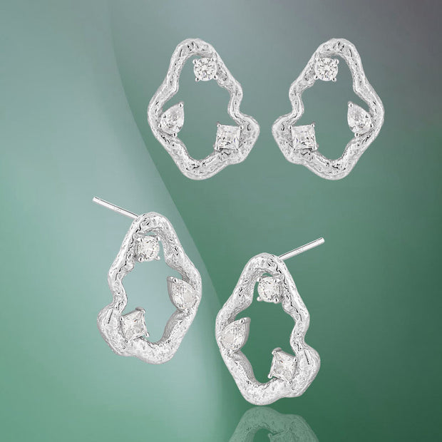 CRLi CZ Cloud 925 Sterling Silver Stud Earrings