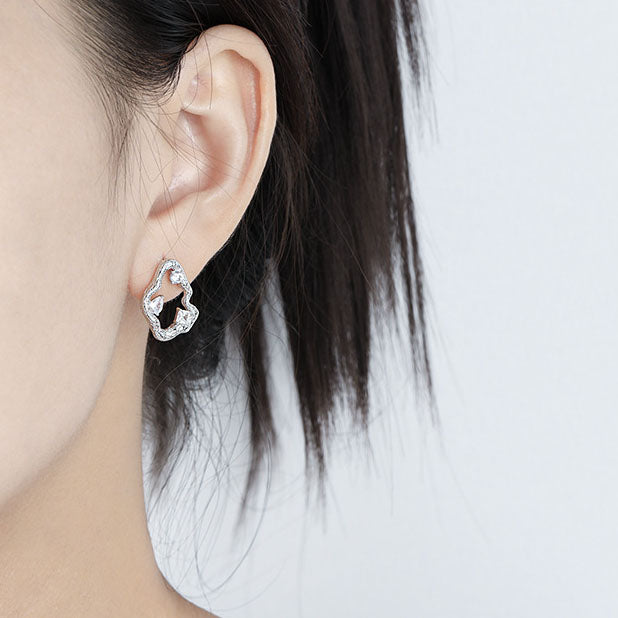 CRLi CZ Cloud 925 Sterling Silver Stud Earrings