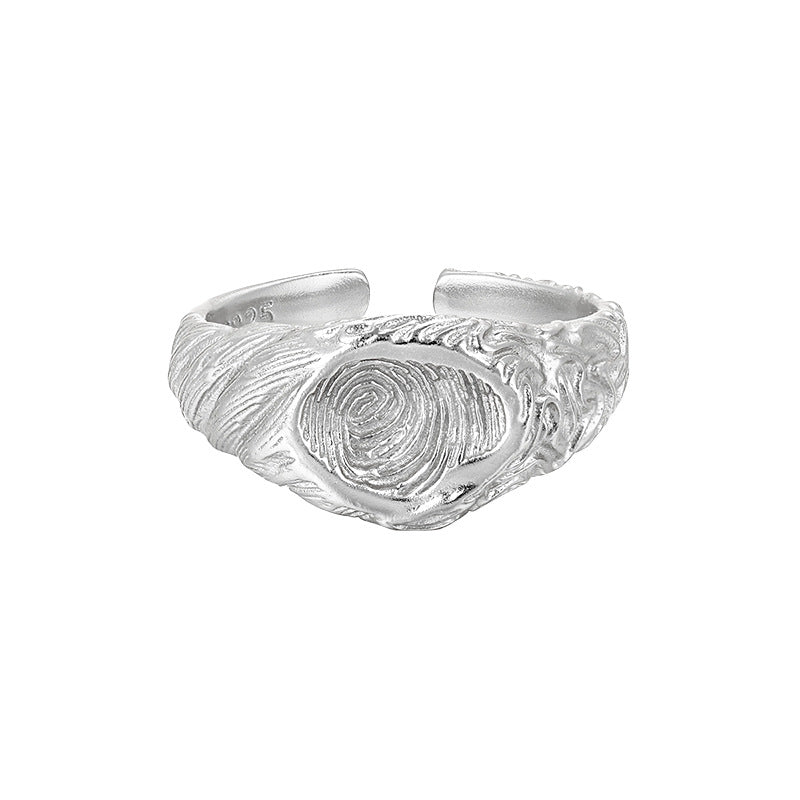 Carl Imro Irregular Fingerprint 925 Sterling Silver Adjustable Ring