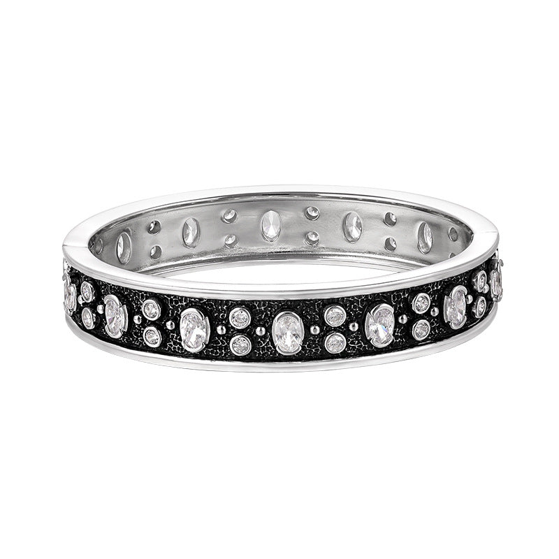 Carl Imro Classic Round CZ Belt 925 Sterling Silver Open Bangle