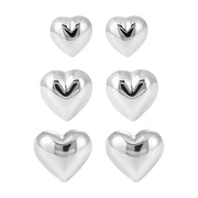 CRLi 3D 925 Sterling Silver Simple Love Heart Stud Earrings
