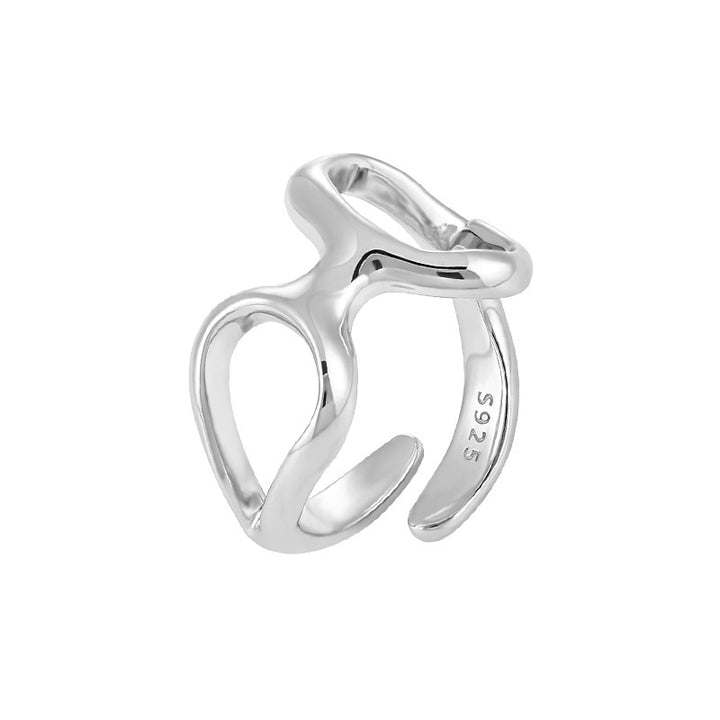 Carl Imro CRLi Irregular Double Hollow Circles 925 Sterling Silver Adjustable Ring
