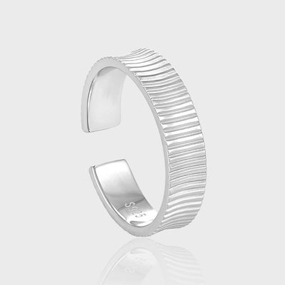 CRLi Vertical Stripes 925 Sterling Silver Adjustable Ring