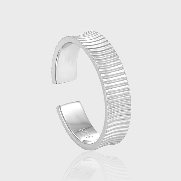 CRLi Vertical Stripes 925 Sterling Silver Adjustable Ring