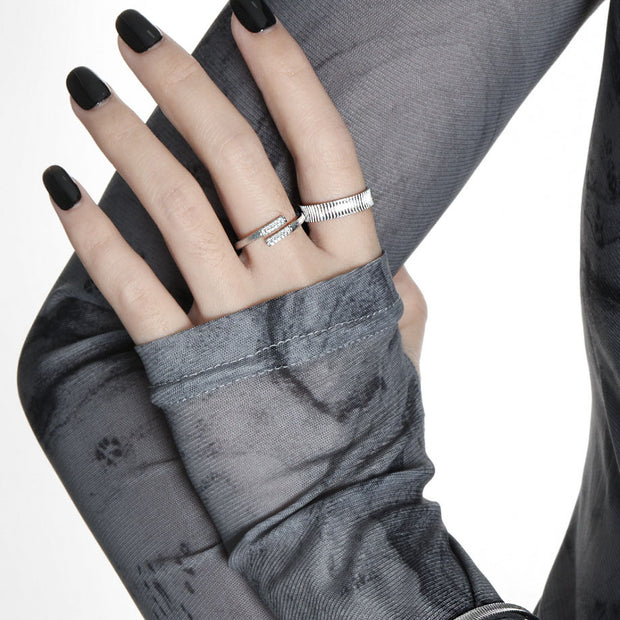 CRLi Vertical Stripes 925 Sterling Silver Adjustable Ring