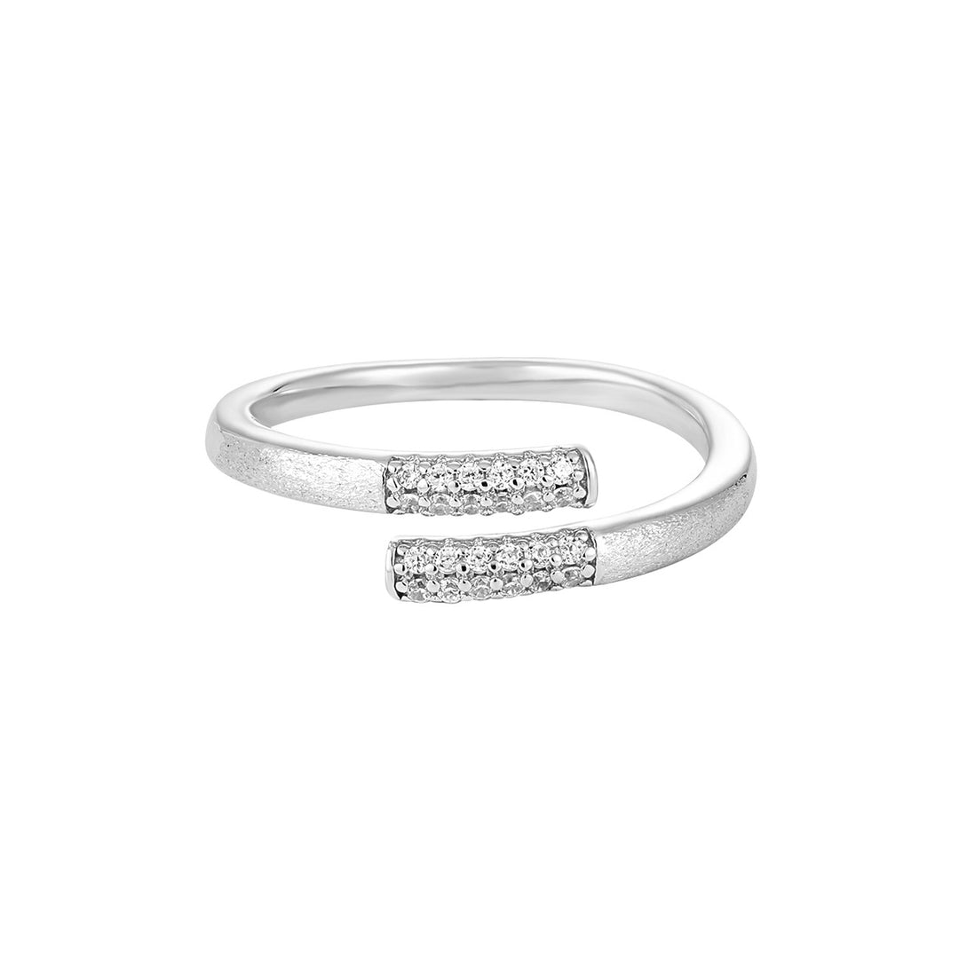 Carl Imro CRLi Simple Micro Setting CZ Cross 925 Sterling Silver Adjustable Ring