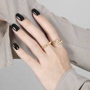 CRLi CZ Square 925 Sterling Silver Adjustable Ring