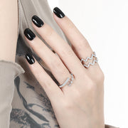 CRLi CZ Geometry Rhombus 925 Sterling Silver Adjustable Ring