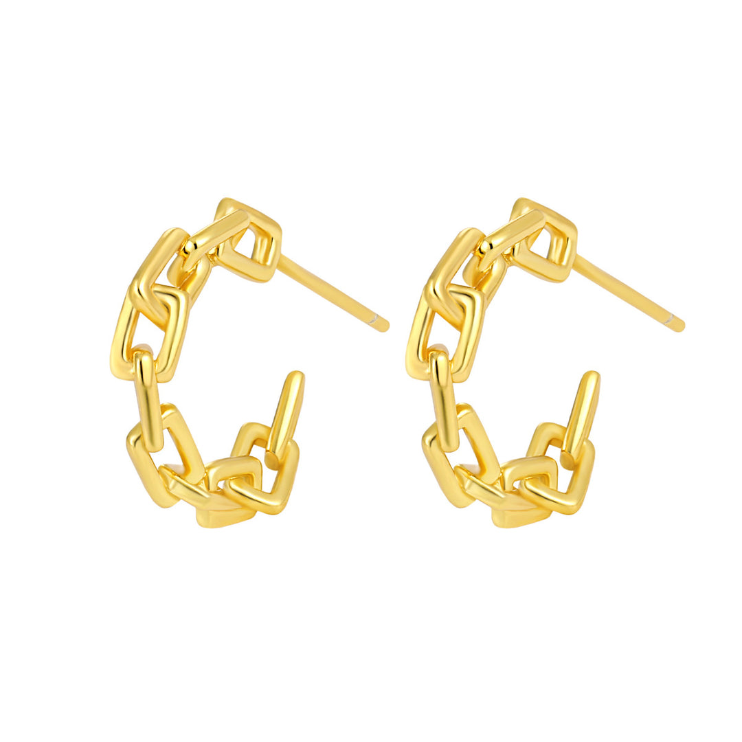 Modern Irregular Hollow Chain 925 Sterling Silver Hoop Earrings