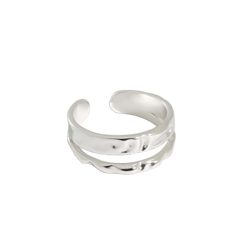 Irregular Double Layer 925 Sterling Silver Adjustable Ring