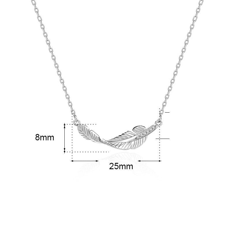 Simple Twisted Feather CZ 925 Sterling Silver Necklace