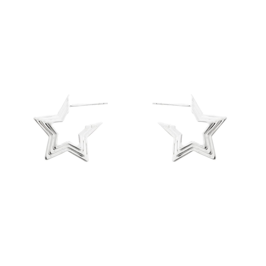 CRLi Carl Imro Irregular Star 925 Sterling Silver Hoop Earrings